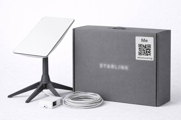 QR tag on satellite internet kit - whostravel.ing