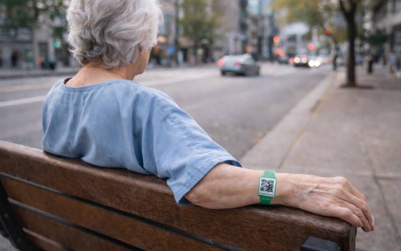 Smart QR Tag bracelet for person with dementia - whostravel.ing