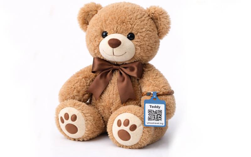 QR tag on child toy - whostravel.ing