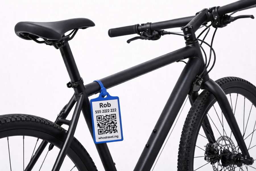 Bicycle marked with QR code - whostravel.ing