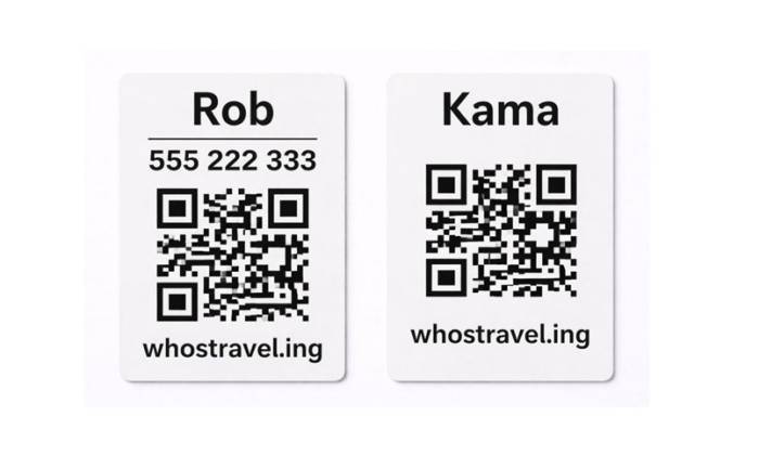 whostravel.ing QR stickers - various luggage label formats